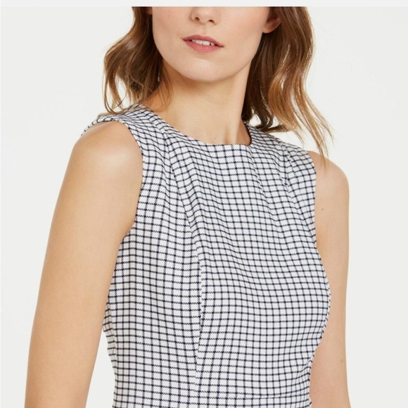 Calvin Klein Gingham Sheath Above the Knee Checkered Dress Office Siren Workwear - Picture 2 of 8